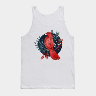 Nordic Folk Art Bird, Woodland Animal Folk Art Bird Tank Top